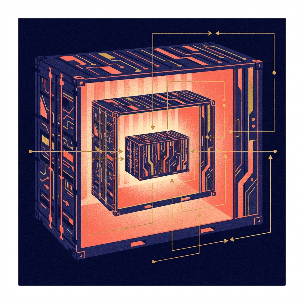 Nested containers with data flow connections — projects within projects